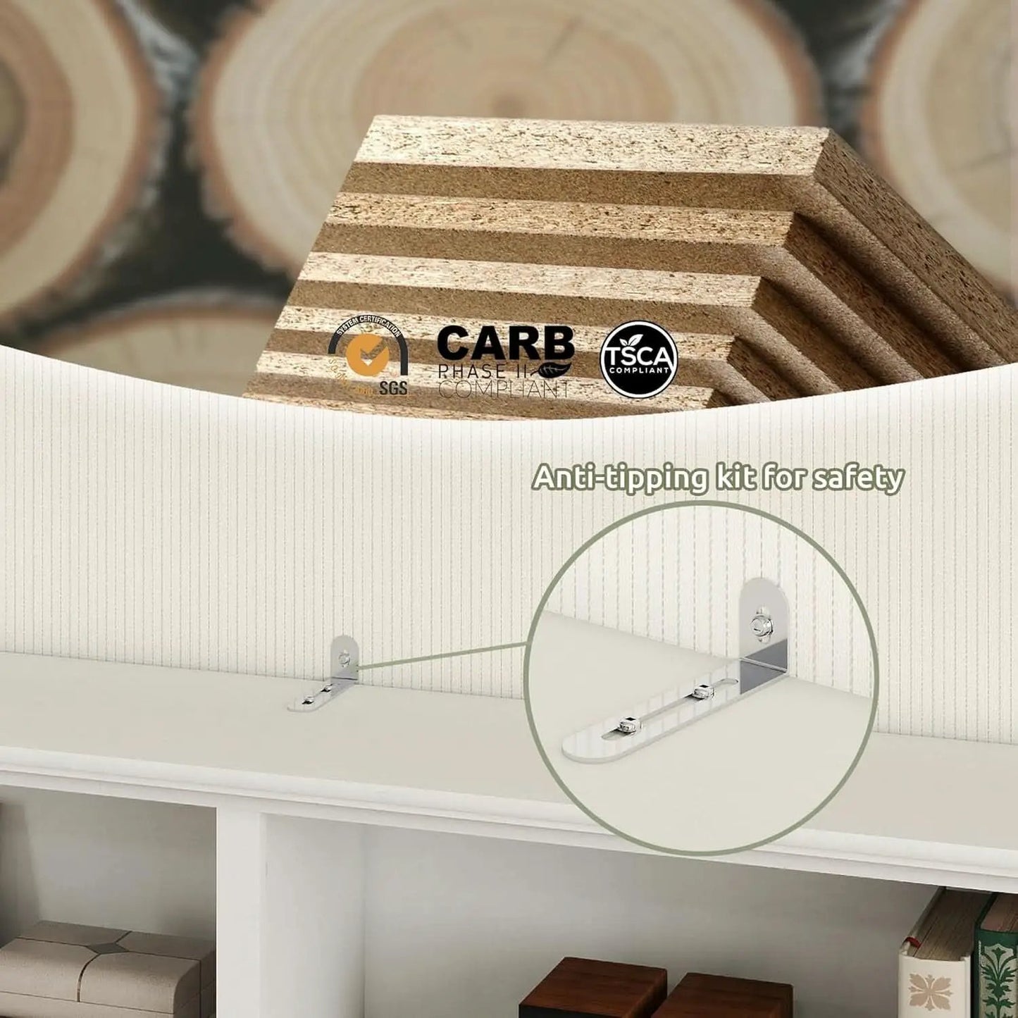 White Double Wide Bookshelf 64 Inch 2 Tier Storage Unit from PriceLows™