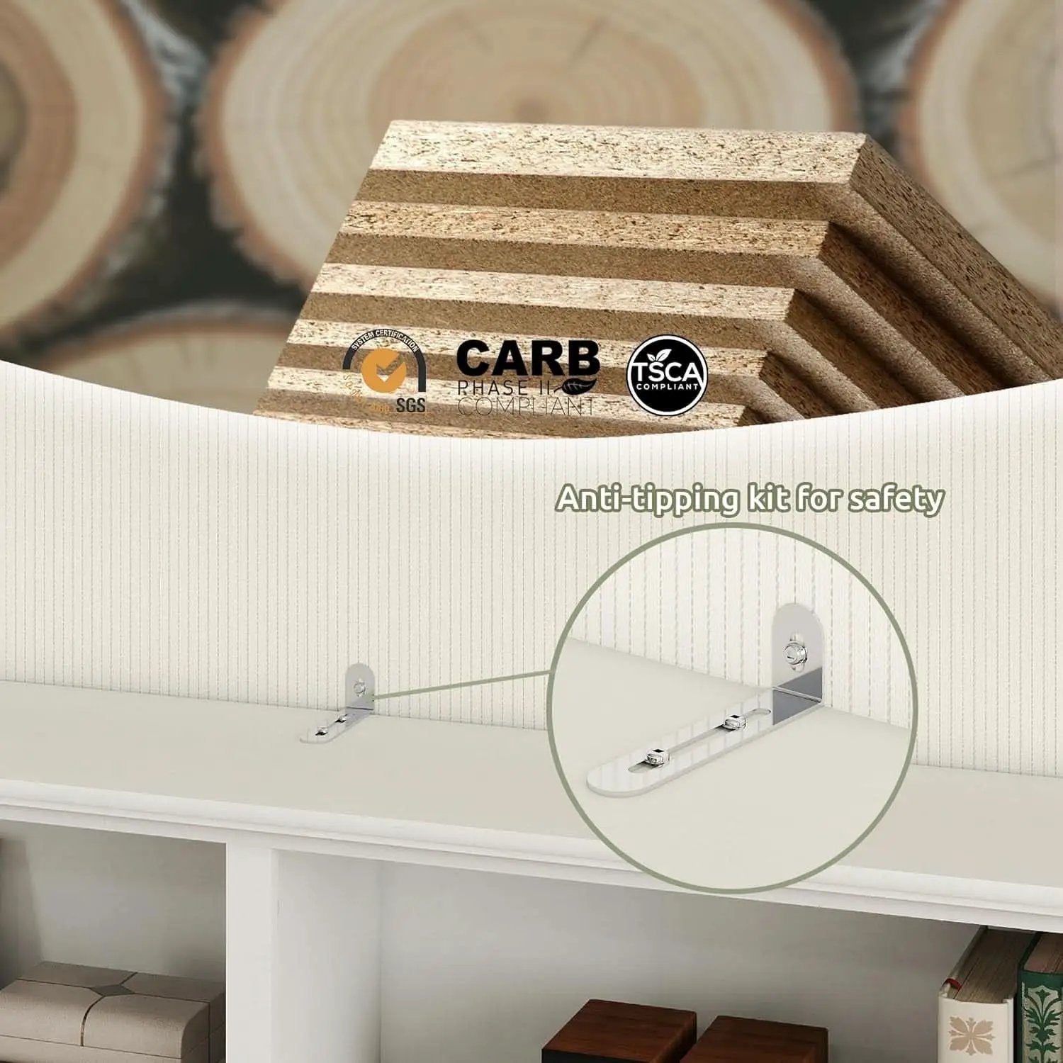 White Double Wide Bookshelf 64 Inch 2 Tier Storage Unit from PriceLows™
