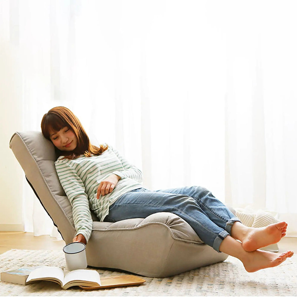 Reclining Floor Chair | Spring Supported | Foldable Base