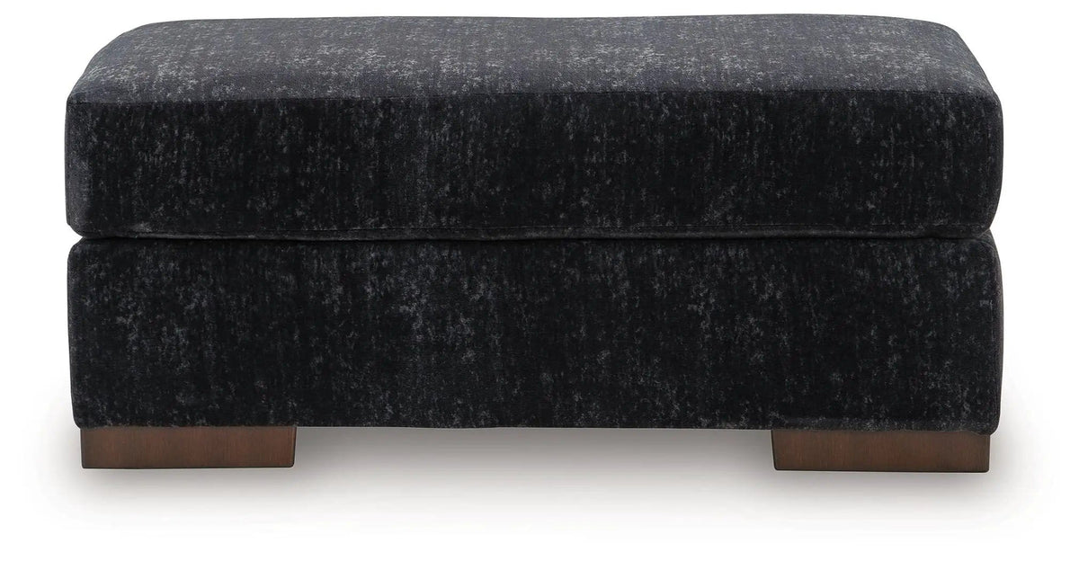 Whitmore Manor Ottoman | 43 x 24 x 19 in | Chenille & Wood | Black Pearl