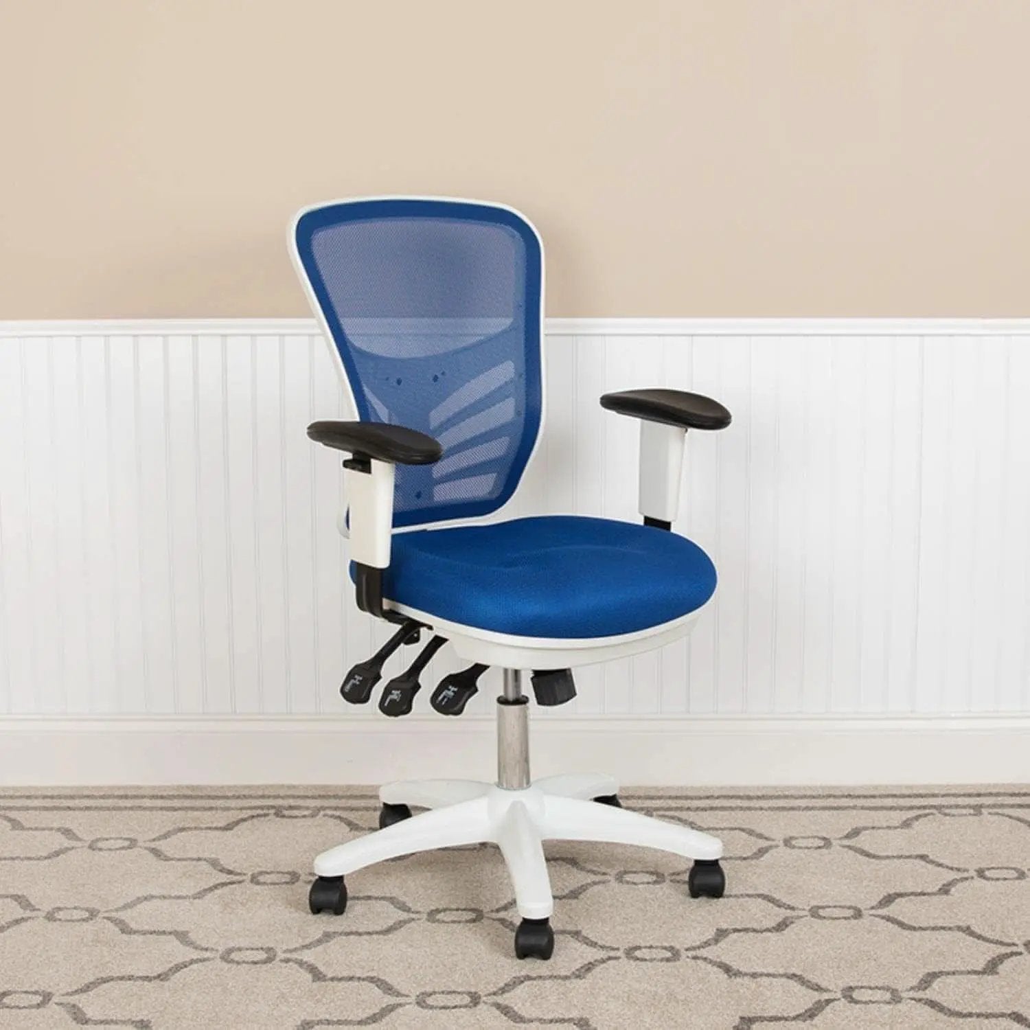 Blue Executive Office Chair With Adjustable Arms Comfort from PriceLows™