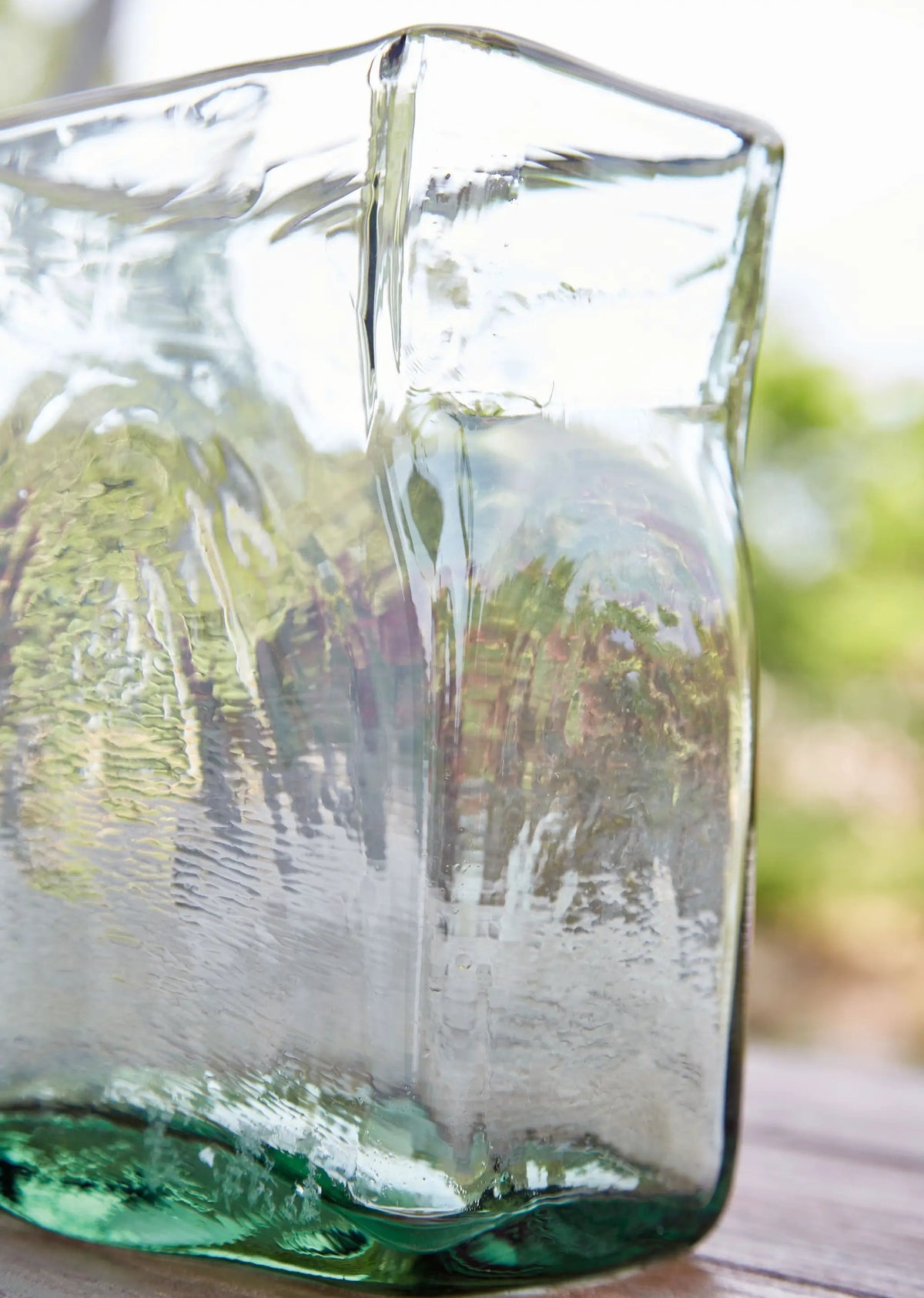 Taylow Transparent Glass Vase | Fluted Wide Opening | Long-Stemmed Blooms | 8 Inch Height