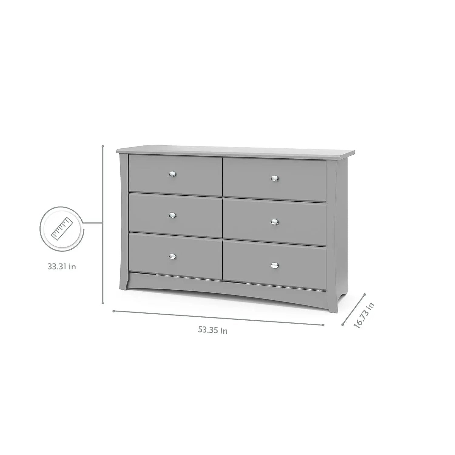 Crescent 6 Drawer Dresser Pebble Gray Nursery Organizer from PriceLows™