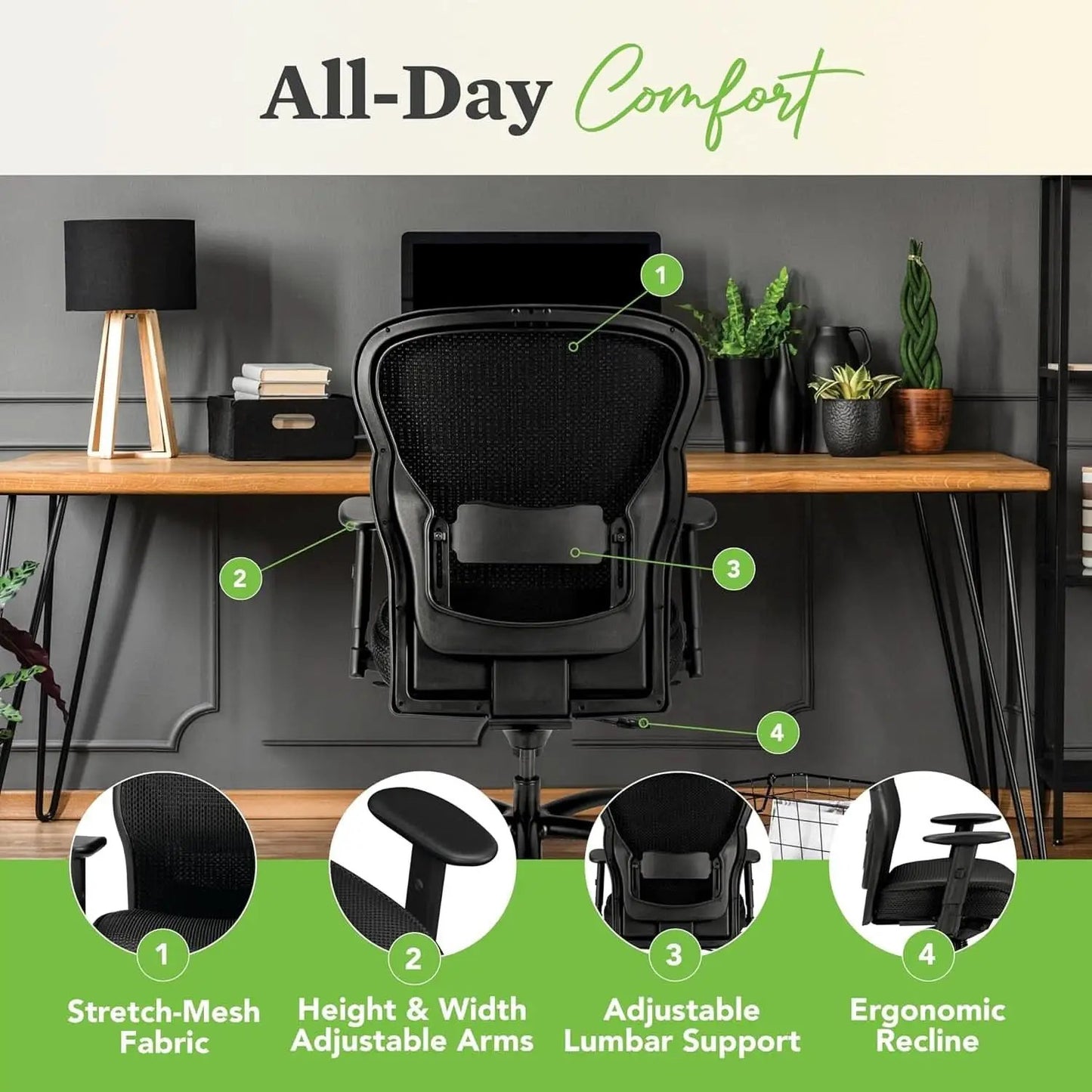 Wave Big And Tall Office Chair 450 Lb Capacity Ergonomic from PriceLows™