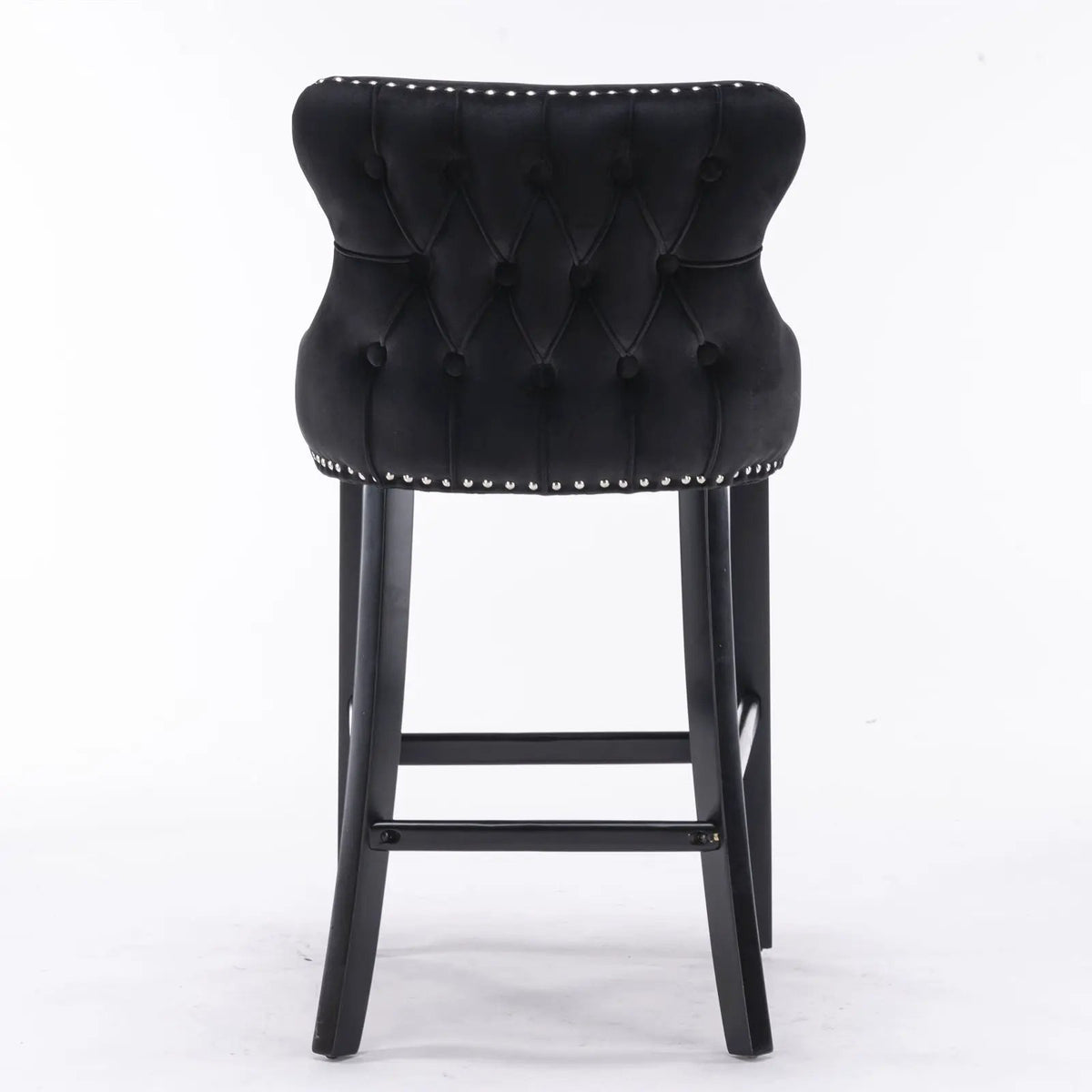 Wing-Back Barstools | Button Tufted Decoration | Wooden Legs With Nailhead Trim | Contemporary Upholstery