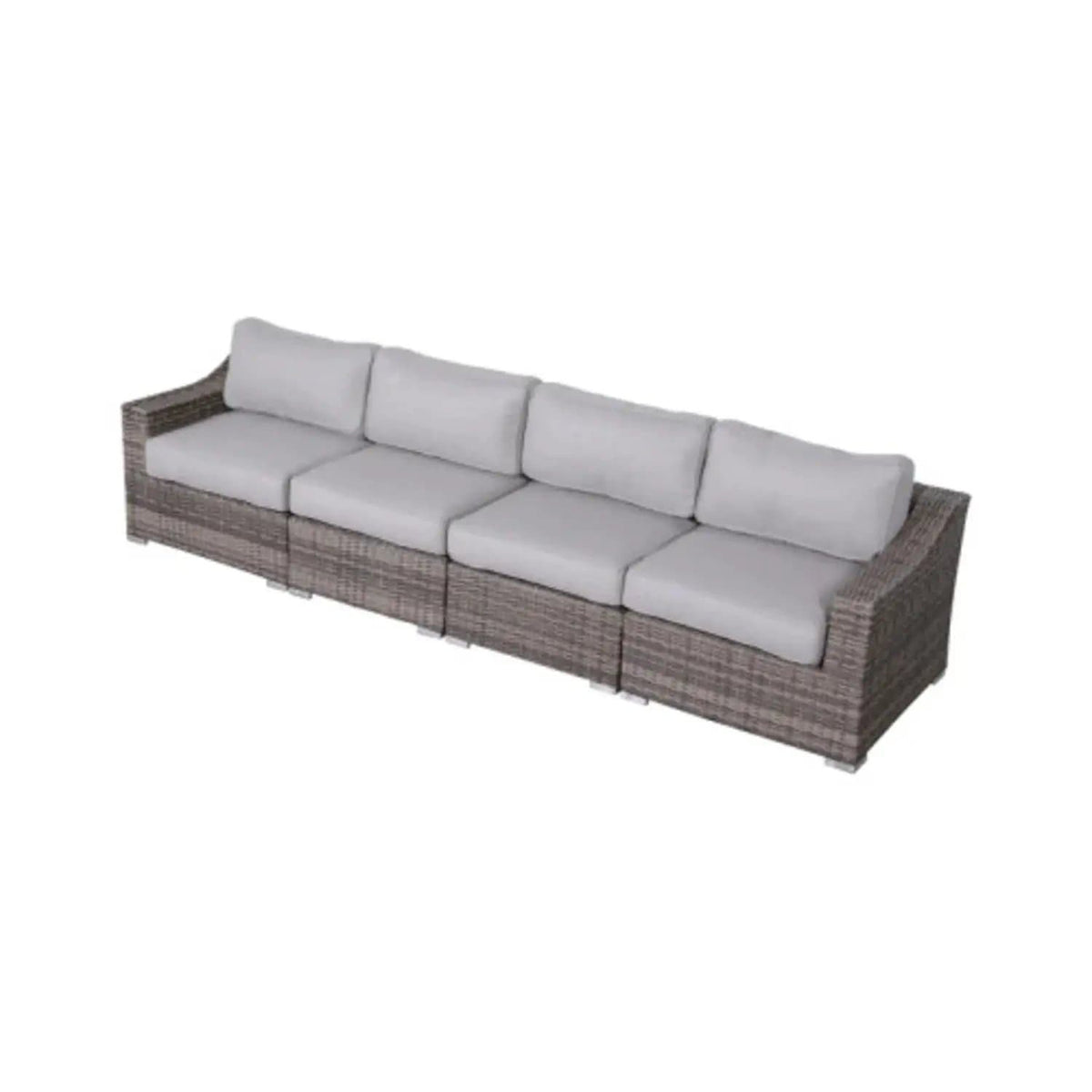 Contemporary Outdoor Rattan Wicker Sectional Seating Group With Cushions | 33 x 122 x 26 in | Rattan & Wicker | Living Room
