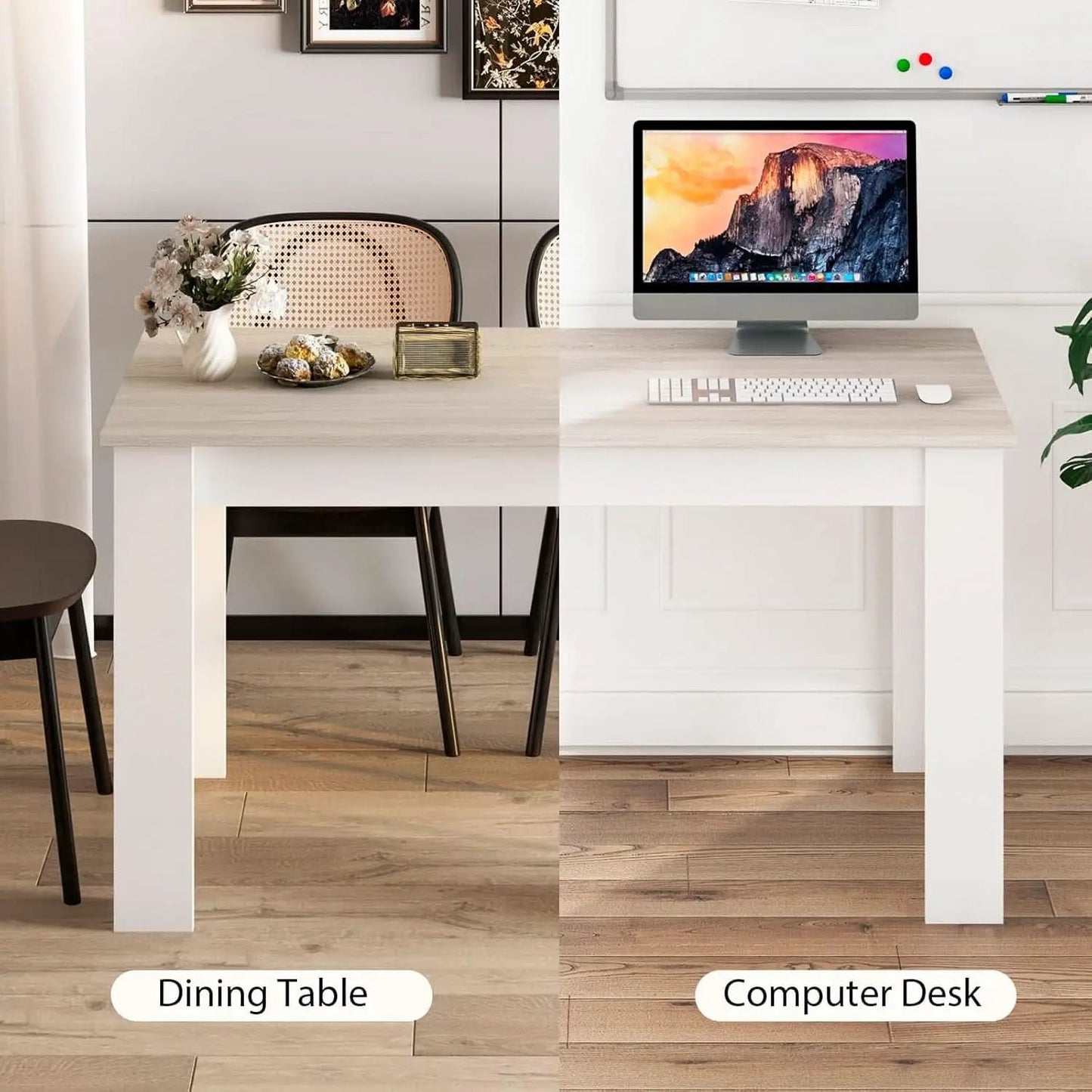 Wooden Dining Table For Four 47 By 28 Inches White Gray from PriceLows™