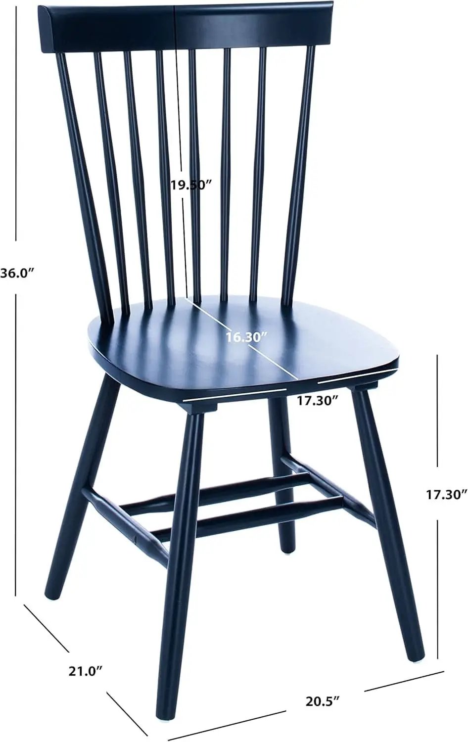 Navy Blue Windsor Spindle Solid Wood Dining Chair Set Of 2 from PriceLows™