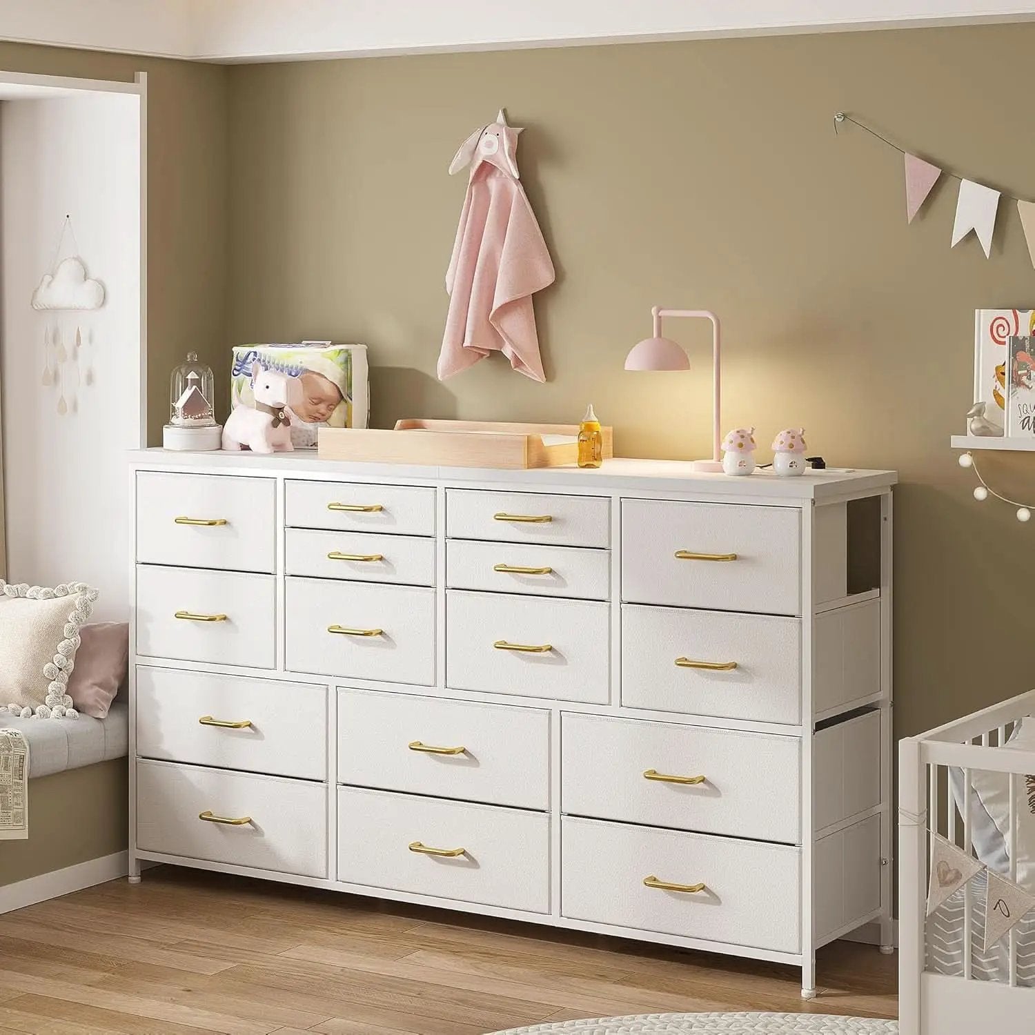 White Dresser TV Stand With Power Outlet And USB 51In Wide from PriceLows™