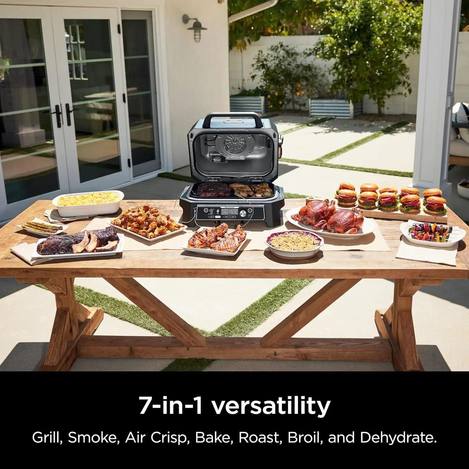 XL Smart Grill Smoker 7 In 1 With App Control Black from PriceLows™