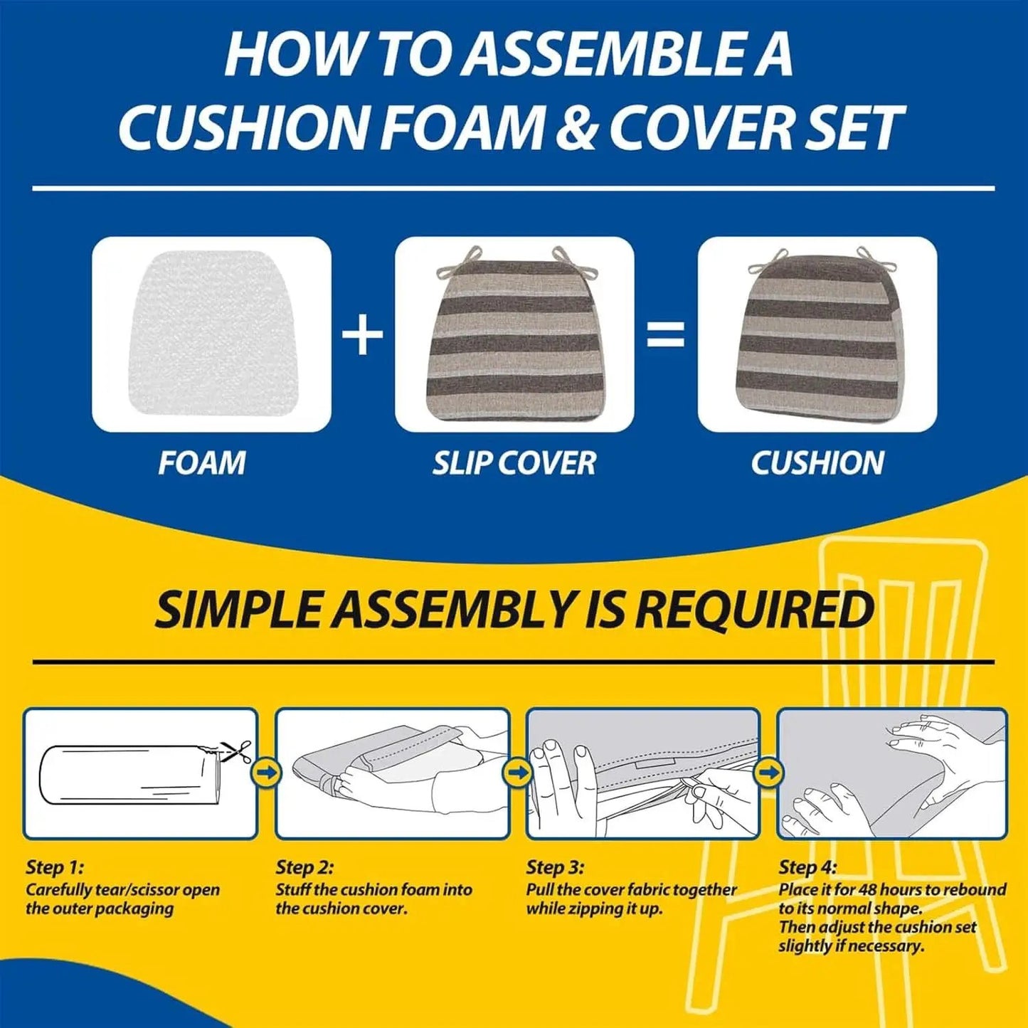 D Shaped Chair Cushions 2 Inch Thick 17 by 16 4 Pack from PriceLows™