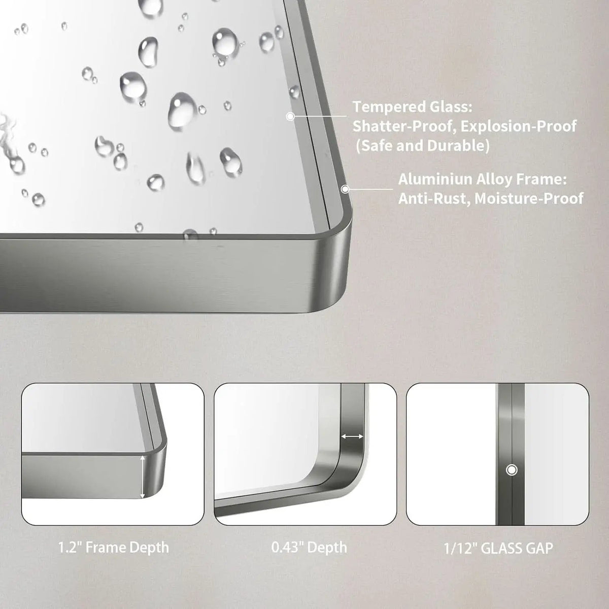 24 By 30 Inch Brushed Nickel Wall Mounted Bathroom Mirror Hangs Horizontally Or Vertically from PriceLows™