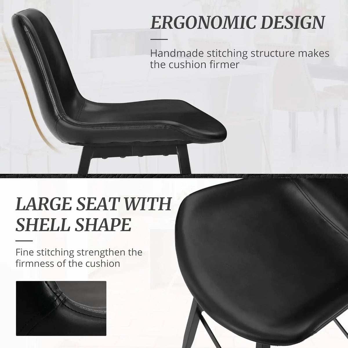 24 Inch Modern Bucket Bar Stool Set Of 3 With Back And Footrest In Faux Leather Black from PriceLows™