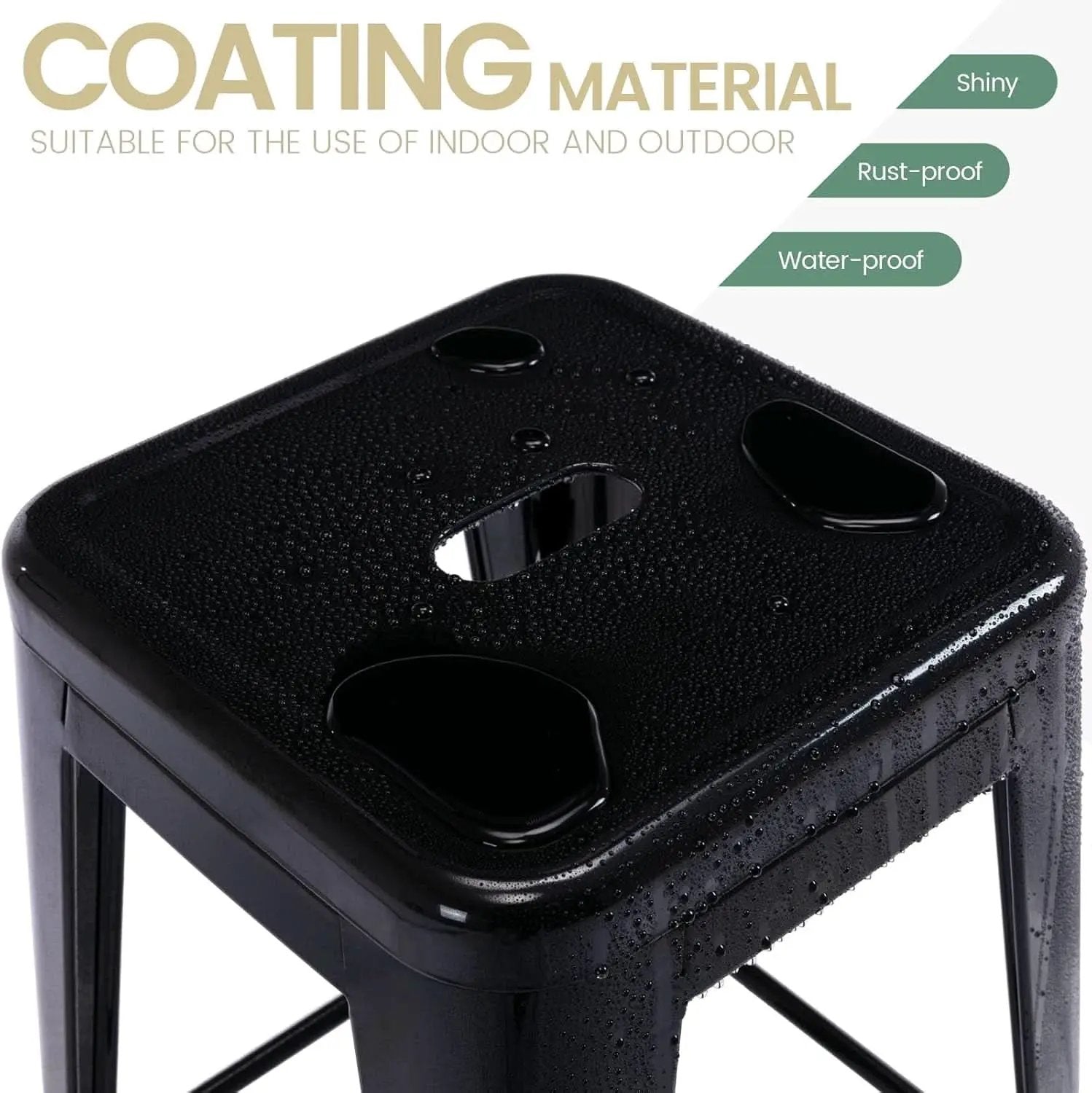 24 Inch Black Metal Bar Stools Set of 2 Backless Indoor Outdoor Square Seat Counter Height from PriceLows™