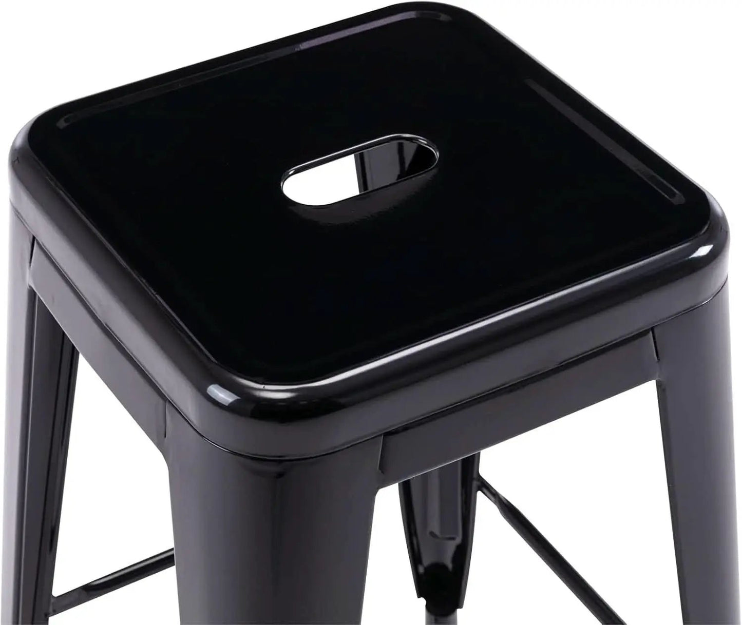 24 Inch Black Metal Bar Stools Set of 2 Backless Indoor Outdoor Square Seat Counter Height from PriceLows™