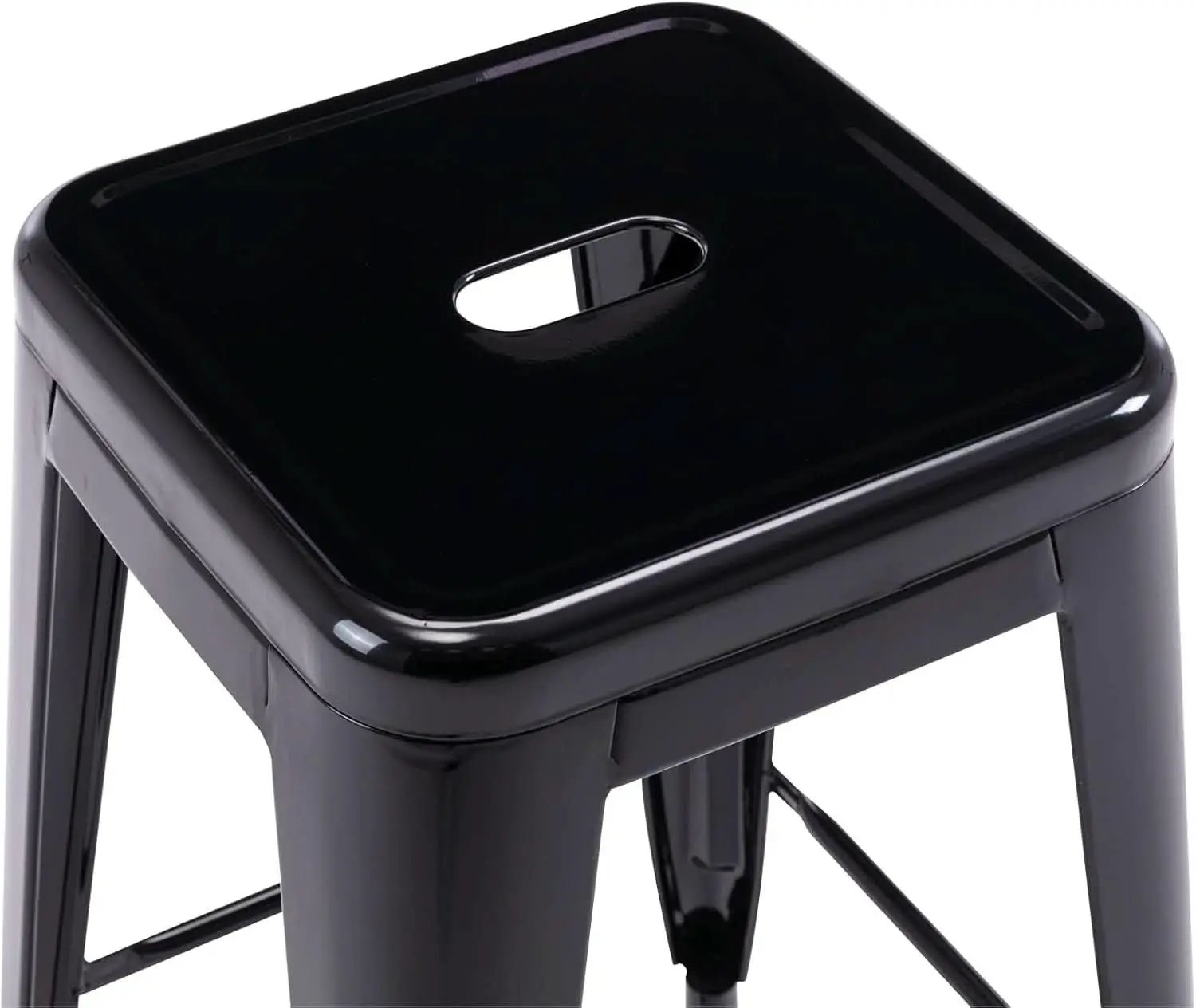 24 Inch Black Metal Bar Stools Set of 2 Backless Indoor Outdoor Square Seat Counter Height from PriceLows™