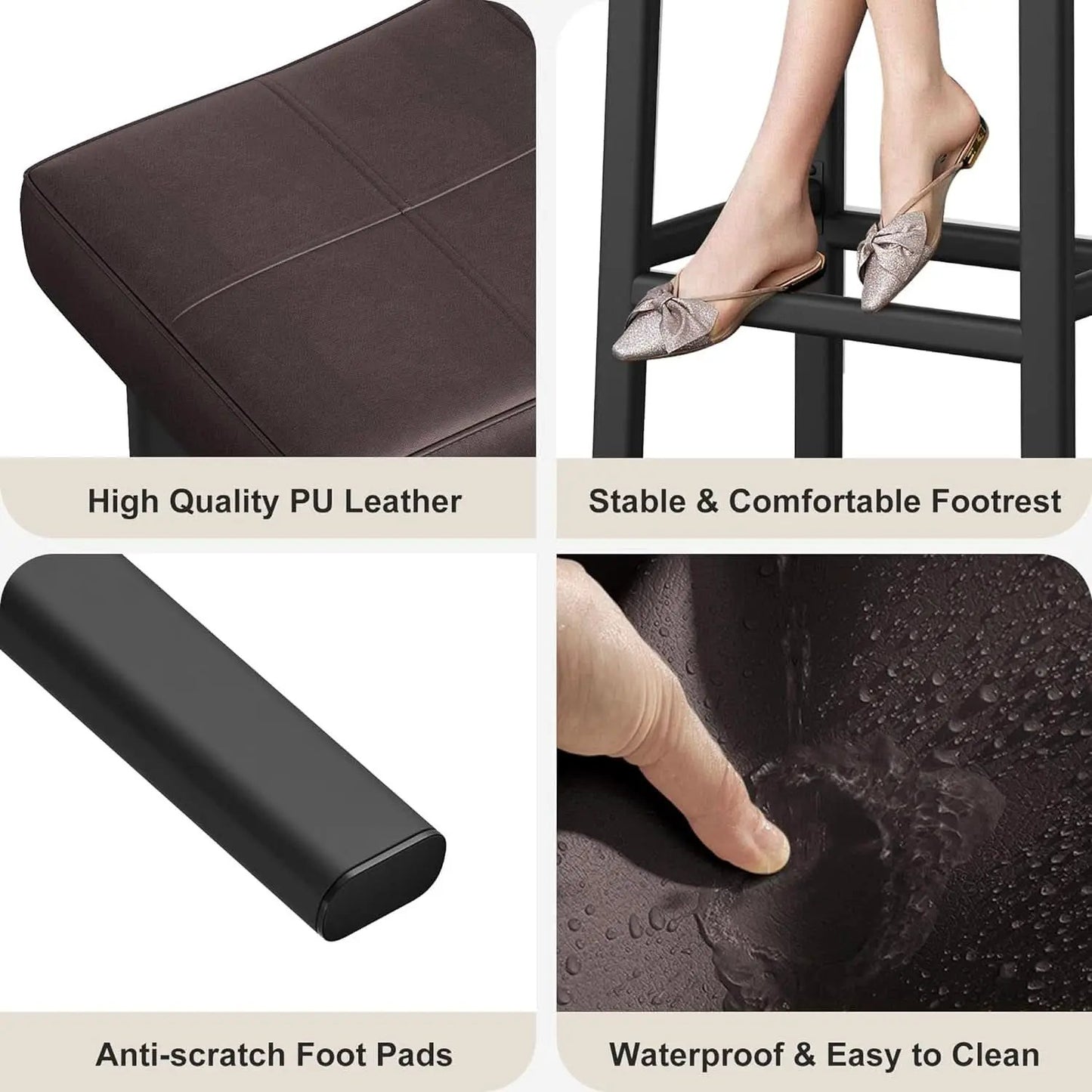 24 Inch Backless Saddle Bar Stools Two Pack, Counter Height Upholstered Padded Seats With Curved Surface, Brown from PriceLows™