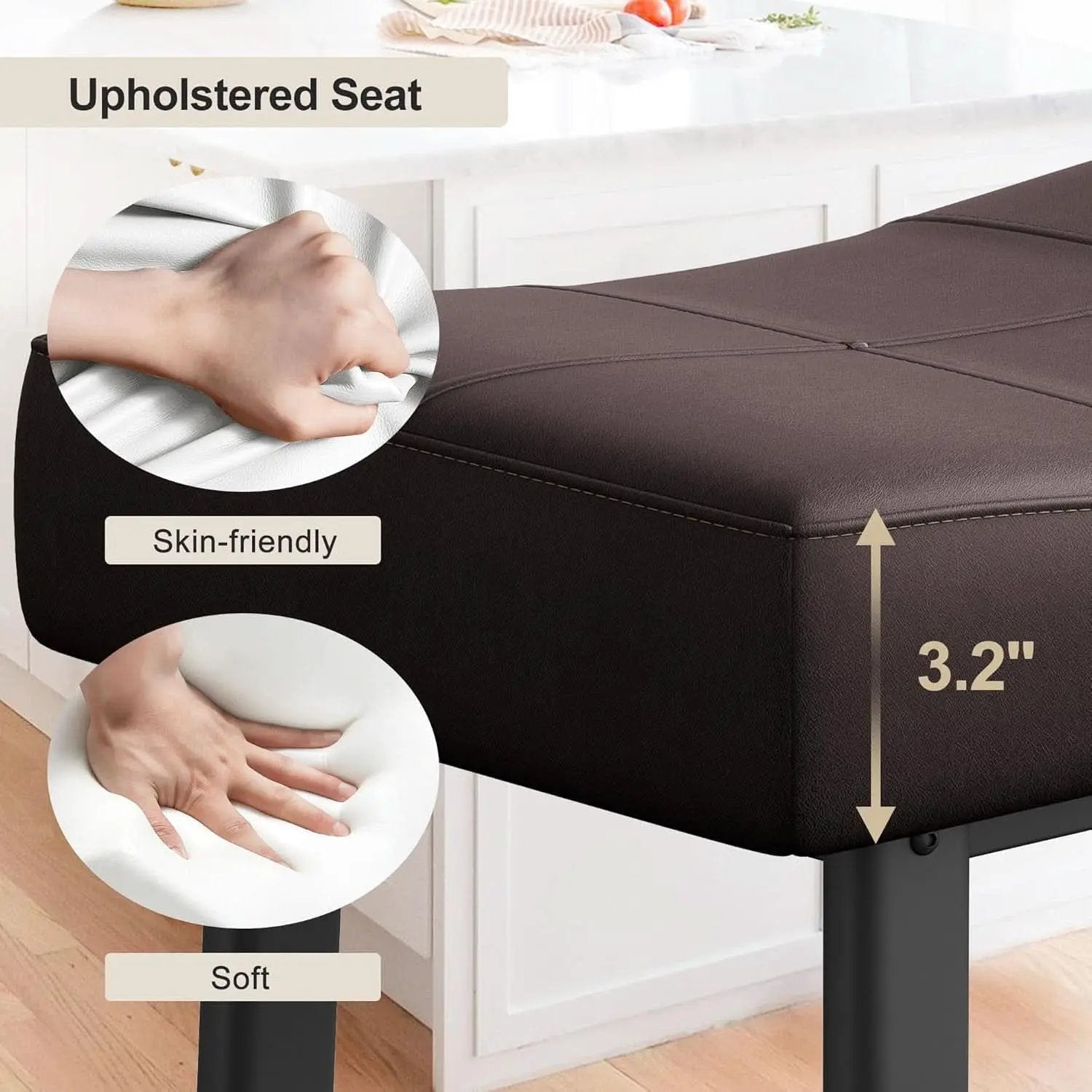 24 Inch Backless Saddle Bar Stools Two Pack, Counter Height Upholstered Padded Seats With Curved Surface, Brown from PriceLows™