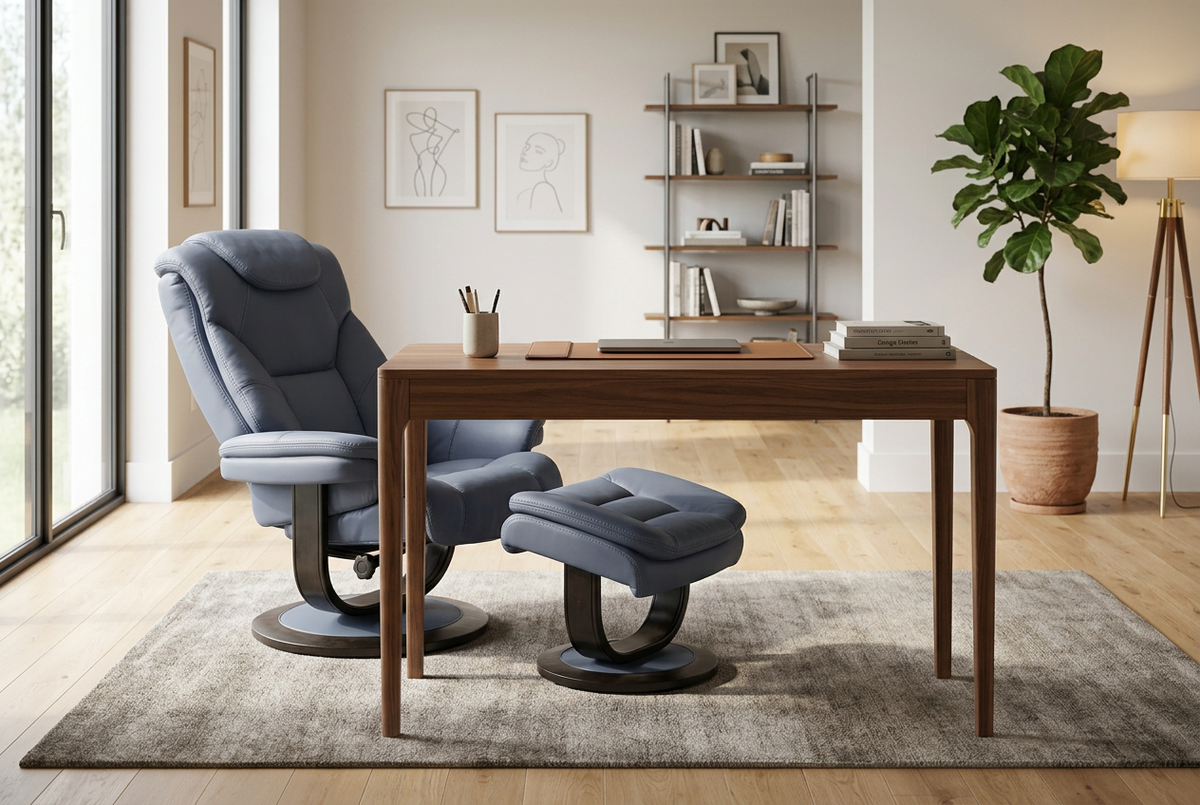 Contemporary Euro Recliner | Plush Cushioning | With Ottoman