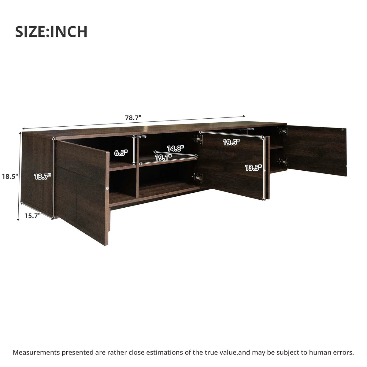 85 Inch TV Stand | Push Openers | Cable Management | Solid Pine Wood Legs
