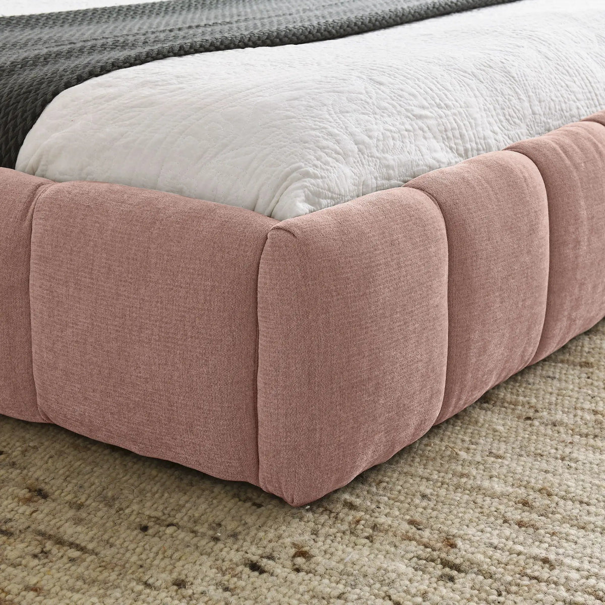 Modern Platform Storage Bed Frame | Thick Fabric Upholstery | Soft Headboard | Solid Construction