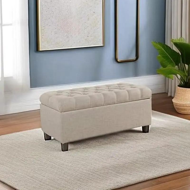 Tufted ExtraLarge Storage Ottoman Bench Hinged Lid from PriceLows™