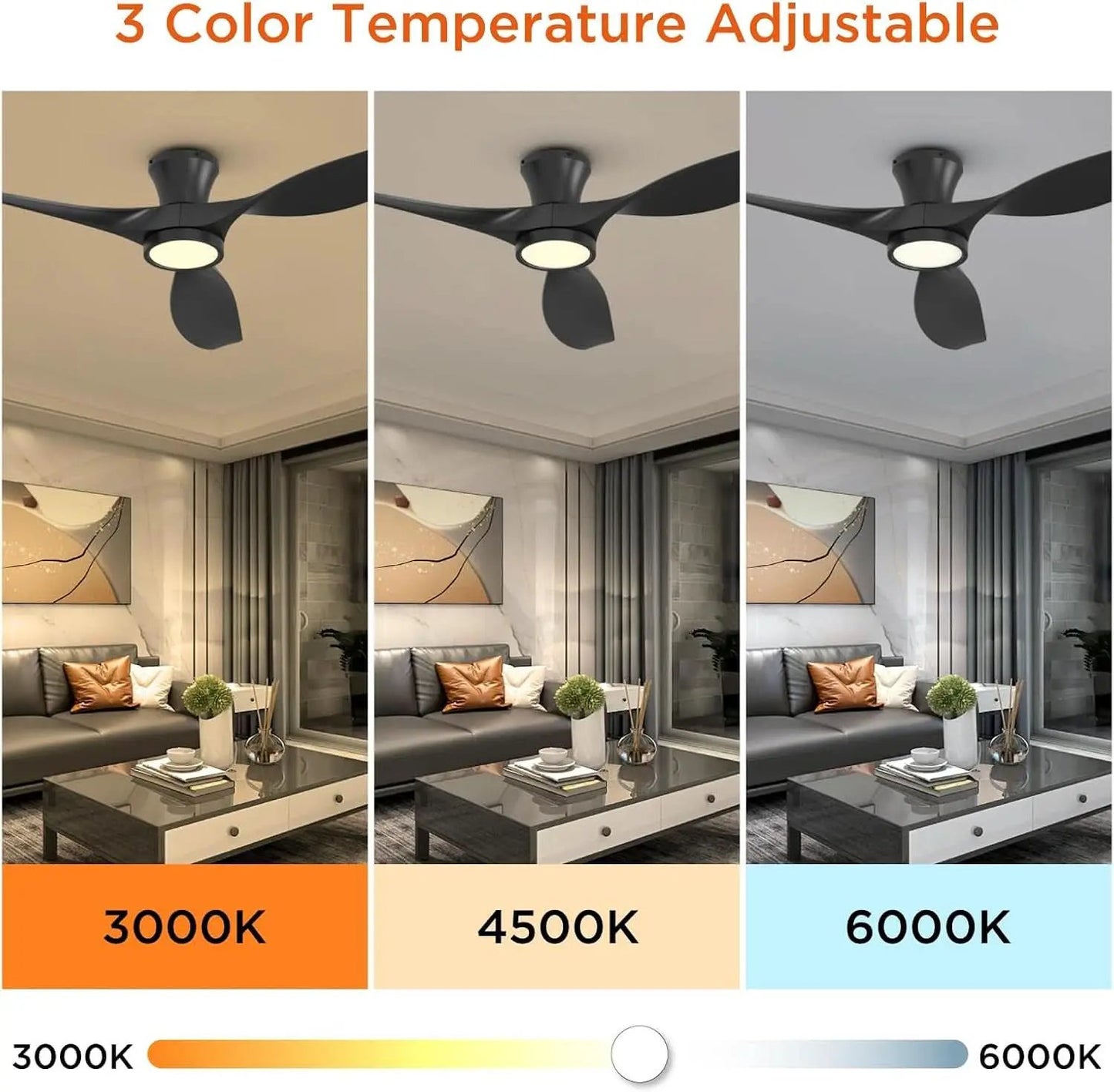 52 Inch Black Ceiling Fan With Integrated Led Lighting from PriceLows™