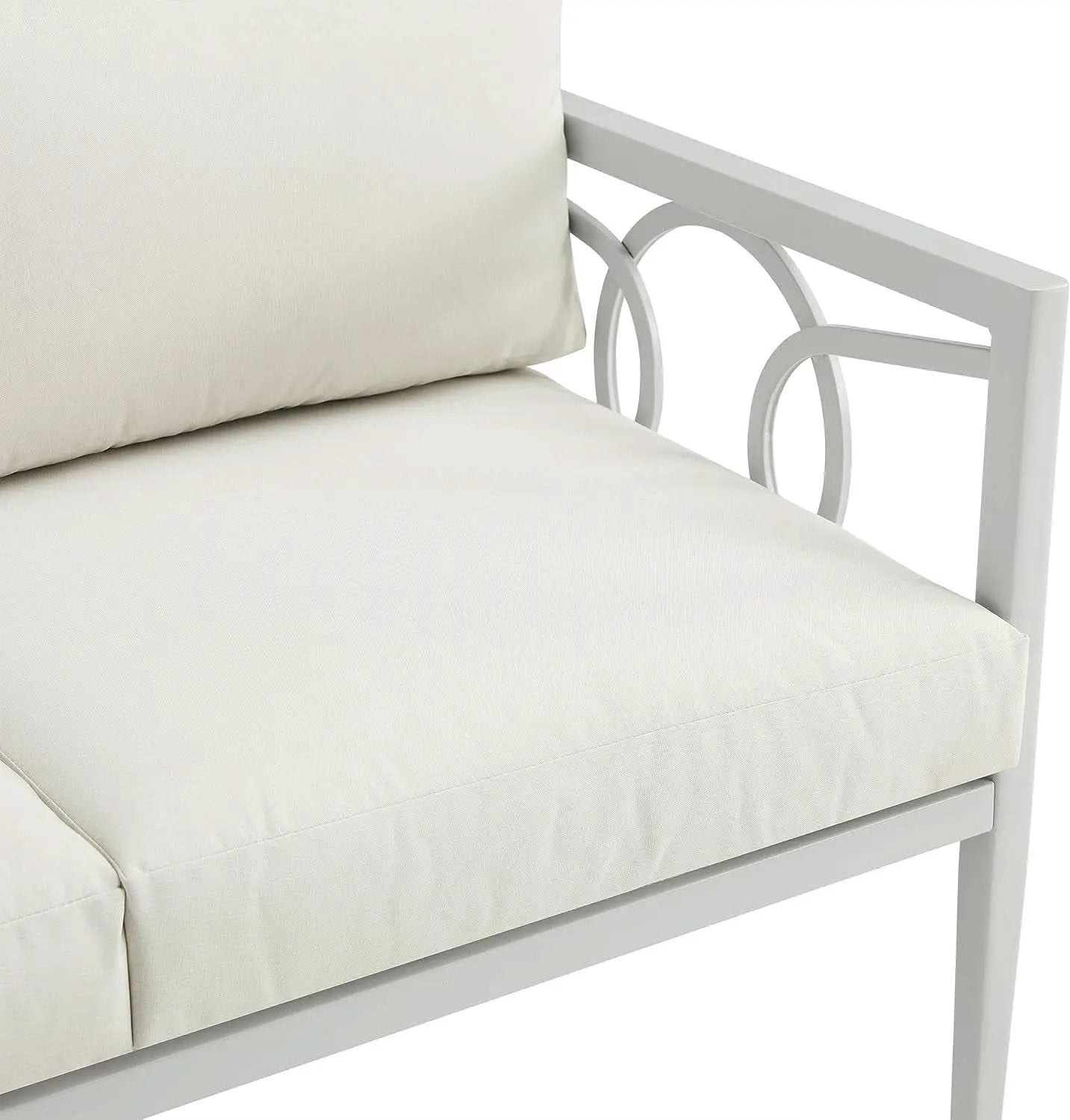 2 Piece Outdoor Coffee Table And Loveseat Set Gray Frame Creme Cushions from PriceLows™