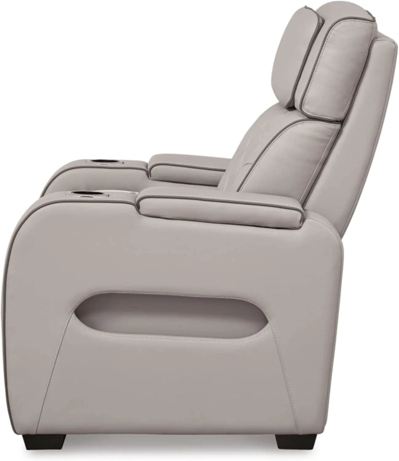Light Gray Leather Power Recliner With Adjustable Headrest from PriceLows™