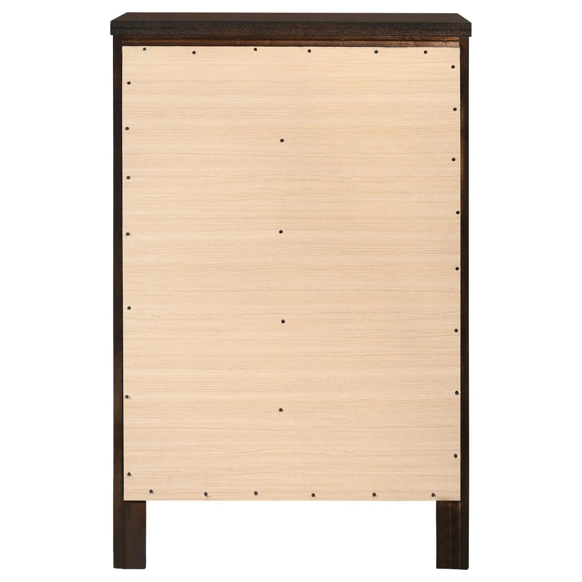 Carlton 5-drawer Bedroom Chest | 29.75 x 15.25 x 48.25 in | Rubberwood & Engineered Wood | Cappuccino