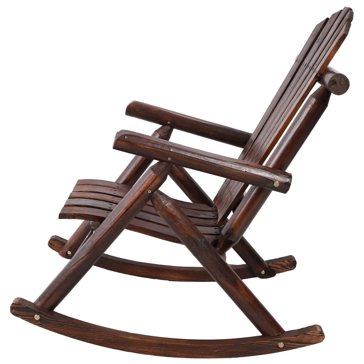 Wooden Porch Rocker | Fir Log Rocking Chair | Ergonomic Design | Indoor Outdoor Use
