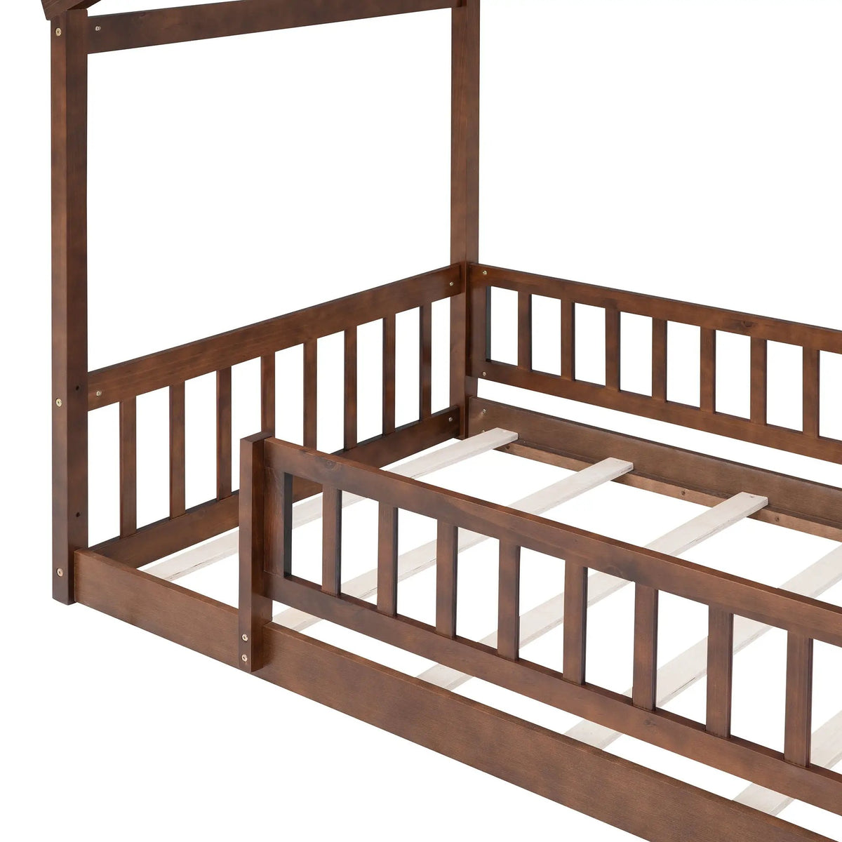 Kids Bed Frame | Playhouse Design | Roof And Fence | Toddler Size