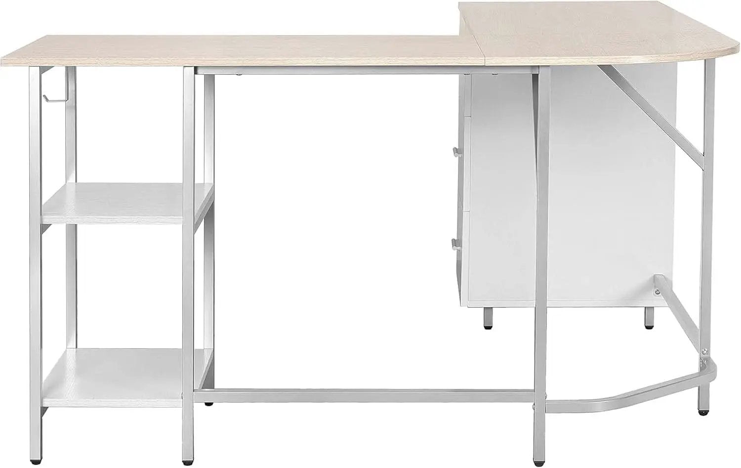 L Shaped Desk Two Toned With Drawers And Open Shelf Home Office from PriceLows™