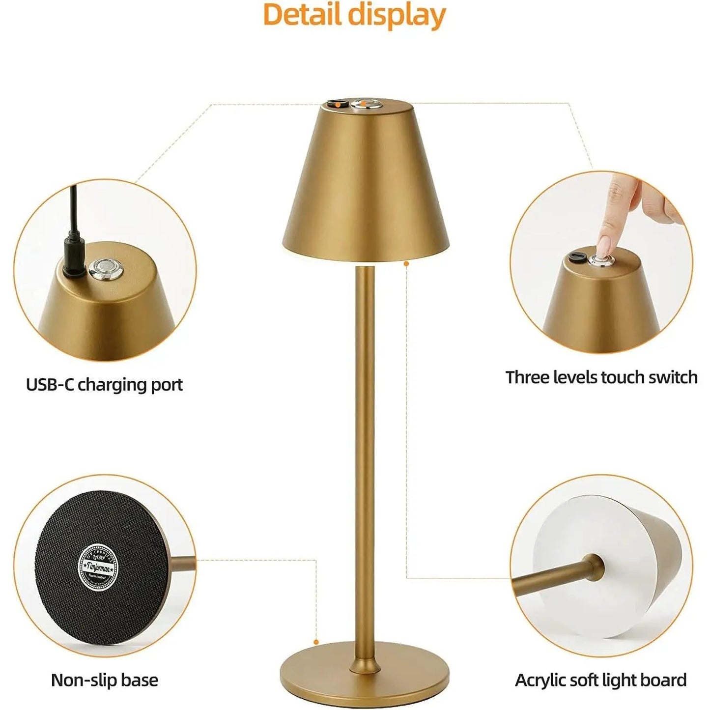 Timjorman LED Cordless Table Lamp Rechargeable Battery from PriceLows™