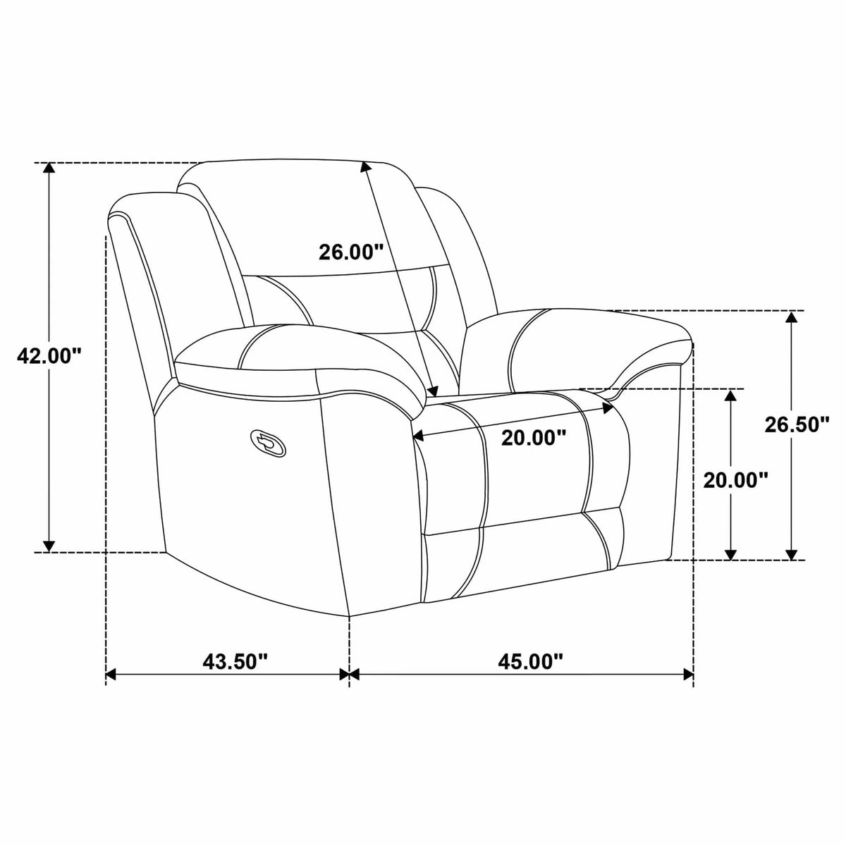 Sebring Upholstered Glider Recliner Chair With Manual Recline And Smooth Gliding | 43.75 x 40.5 x 41.75 in | Chenille & Fabric | Gray