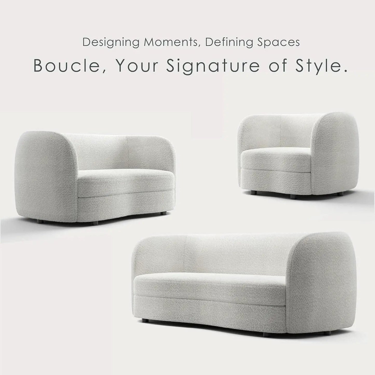 Nimiane Boucle 3 Piece Sofa Set Off White Modern Collection from PriceLows™