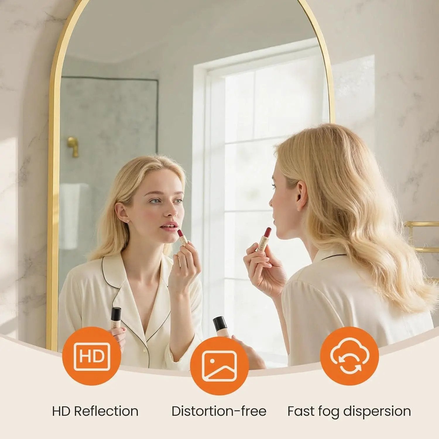 24x36 Arched Gold Bathroom Wall Mount Mirror Metal Frame from PriceLows™