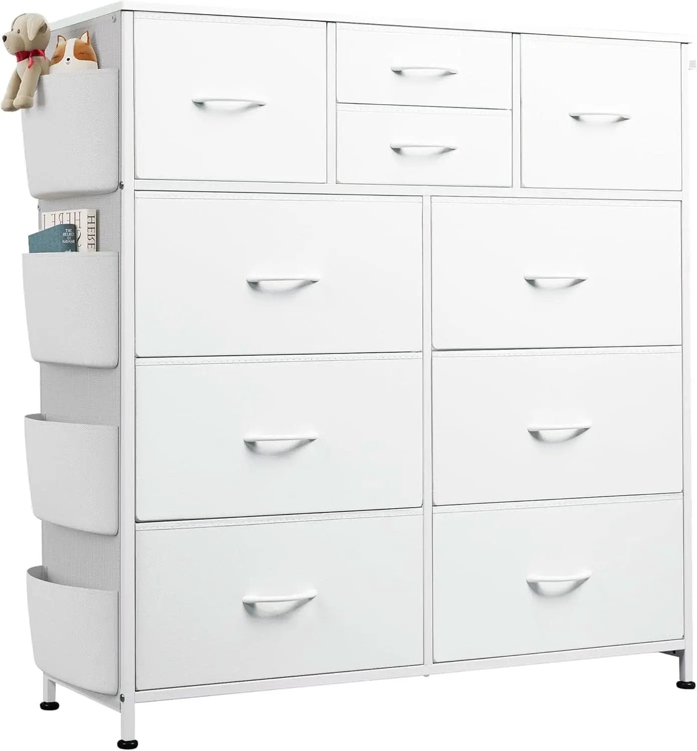 White Dresser 10 Drawer Storage Chest With Metal Frame from PriceLows™