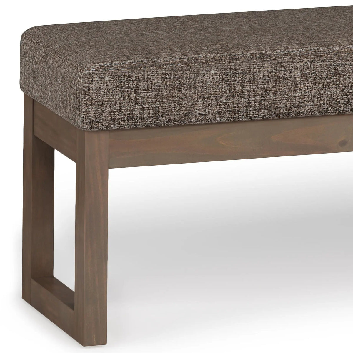 Milltown Upholstered Ottoman Bench | Driftwood Solid Wood Base | Versatile Design | 44.5 Inch Width