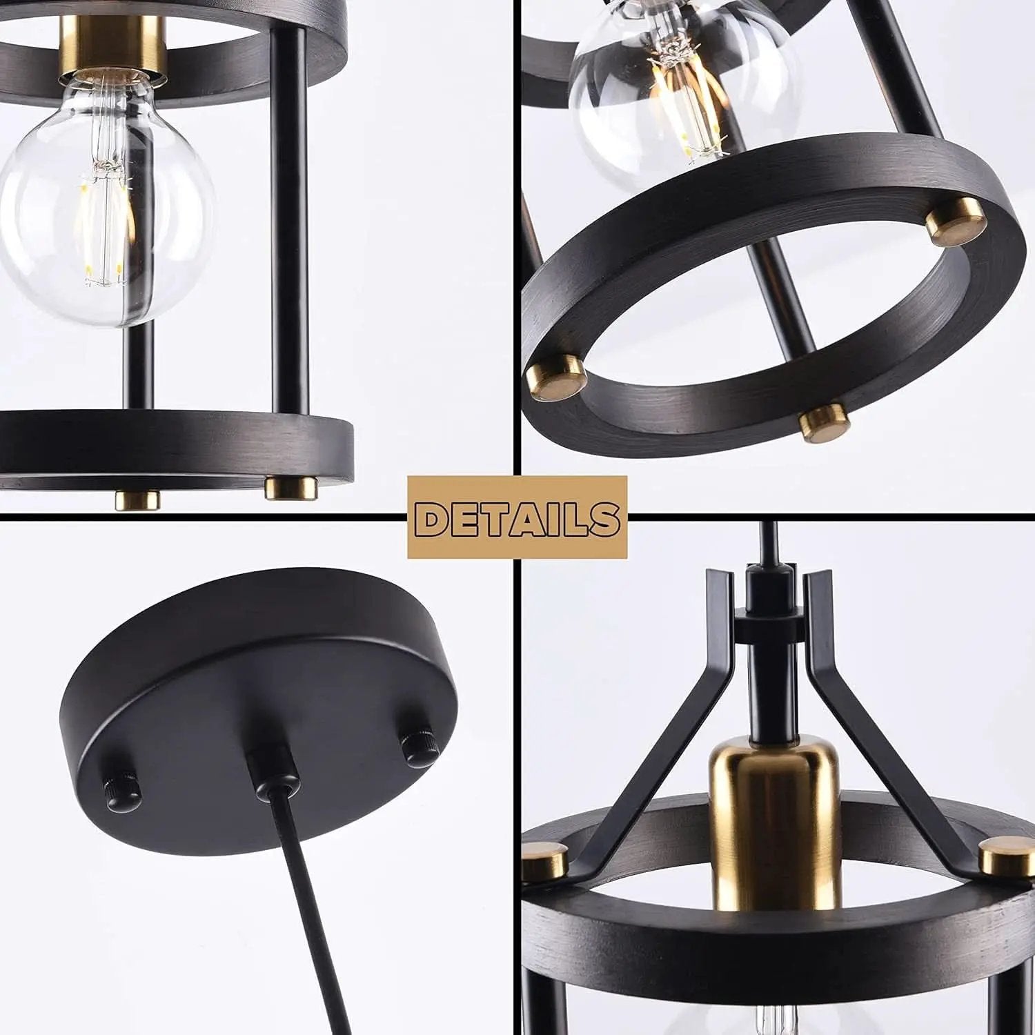 Black Farmhouse Pendant Lights With Adjustable Cords from PriceLows™