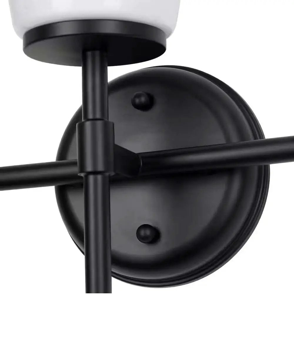 Vanity Light Fixture | 3 Light Black Finish | Opal Glass Shade | 24 Inch Wide