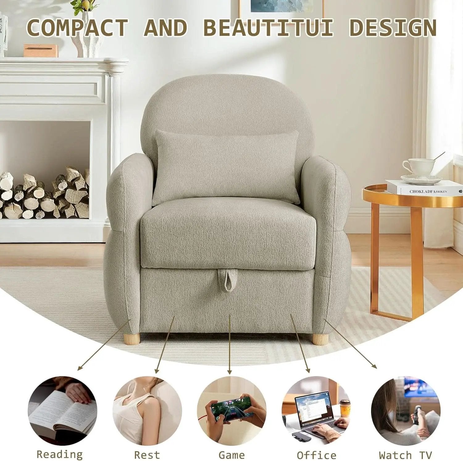 Gray 33.5 Inch Luxuriously Textured Modern Armchair from PriceLows™