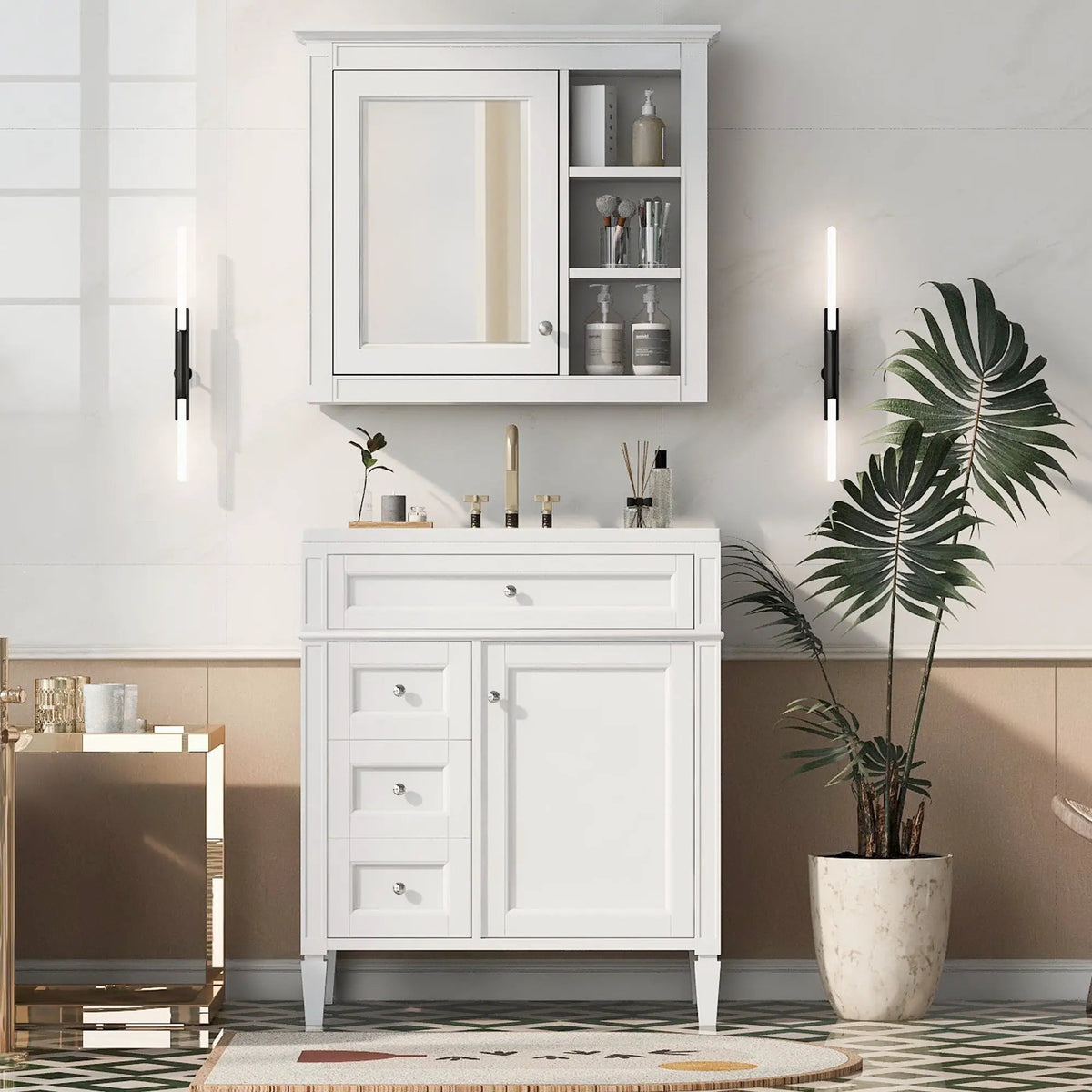 Bathroom Vanity With Medicine Cabinet | Royal Mirror Cabinet | Modern Storage | Unique Pattern Design