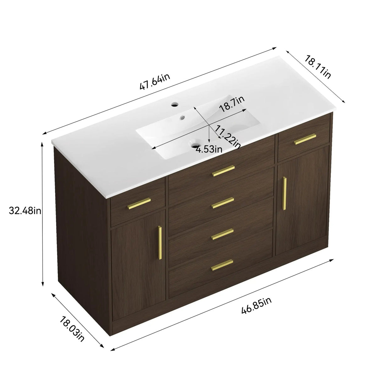 Bathroom Vanity With Abundant Storage | 2 Soft Close Doors | 6 Drawers | MDF Cabinet