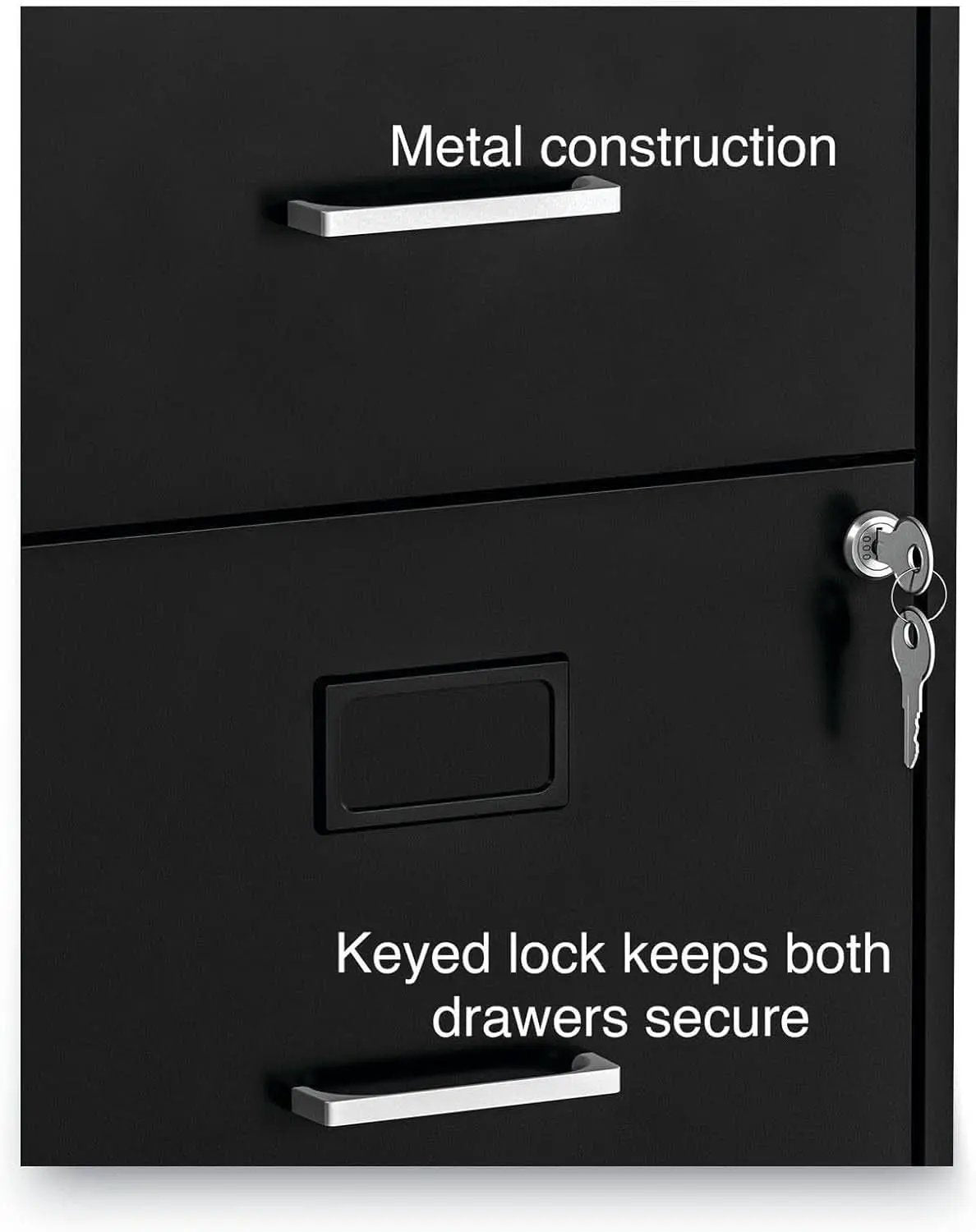 Soho Two Drawer Vertical Letter File Cabinet Black With Key Lock 14 x 18 x 24.1 In from PriceLows™