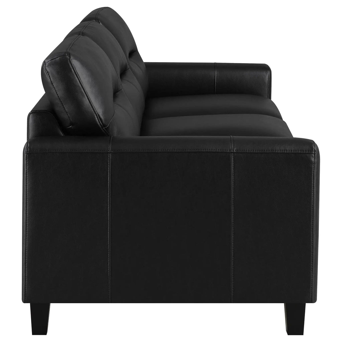 Scotland 3-piece Faux Leather Upholstered Sofa Set | 3-Piece Set | Faux Leather | Black