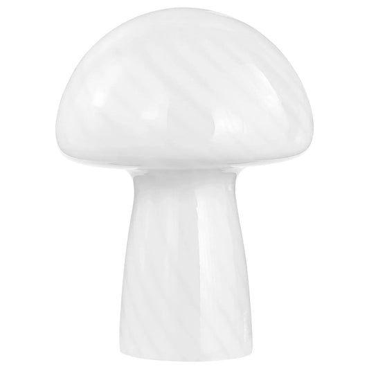 Kanaby Mushroom Shaped Glass Bedside Table Lamp | 9.5 x 9.5 x 12.75 in | Glass | White