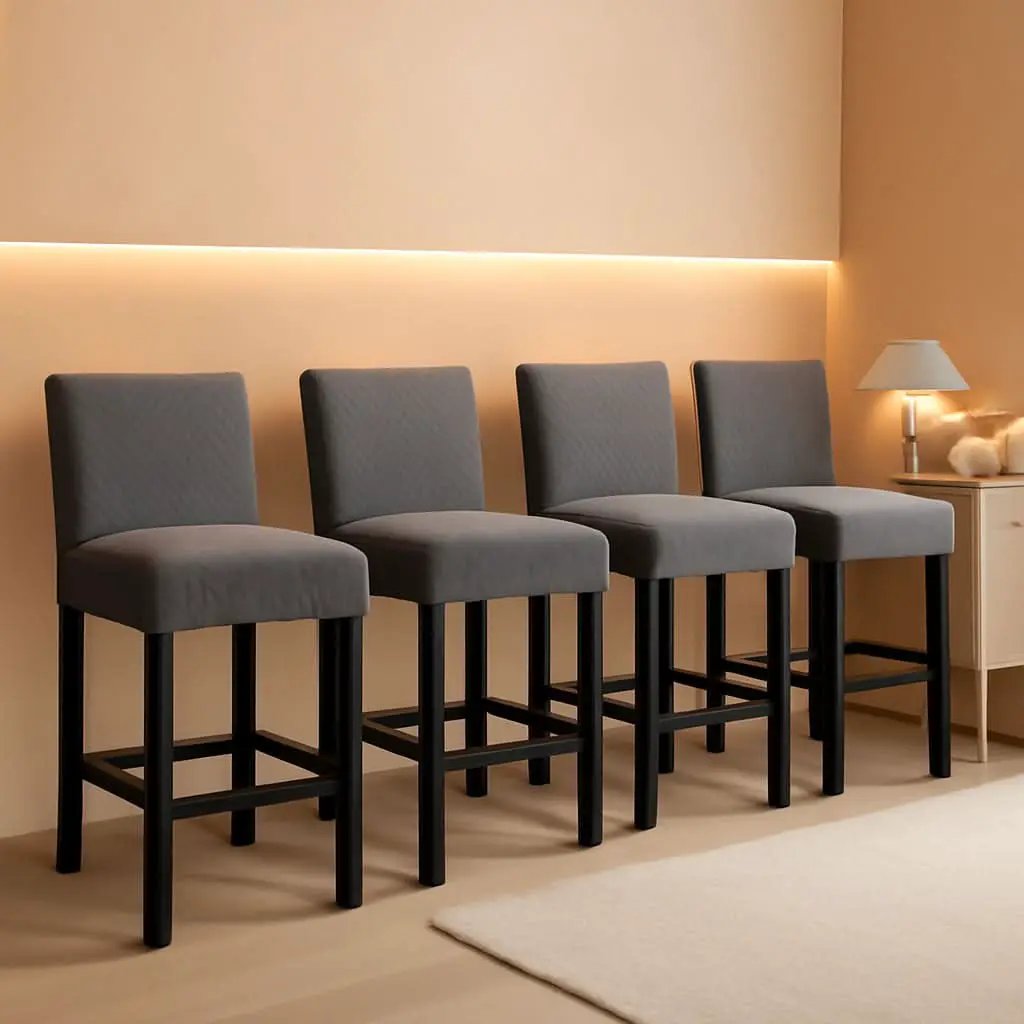 Waterproof Bar Stool Covers Grey Slipcovers 4 Pack Set from PriceLows™