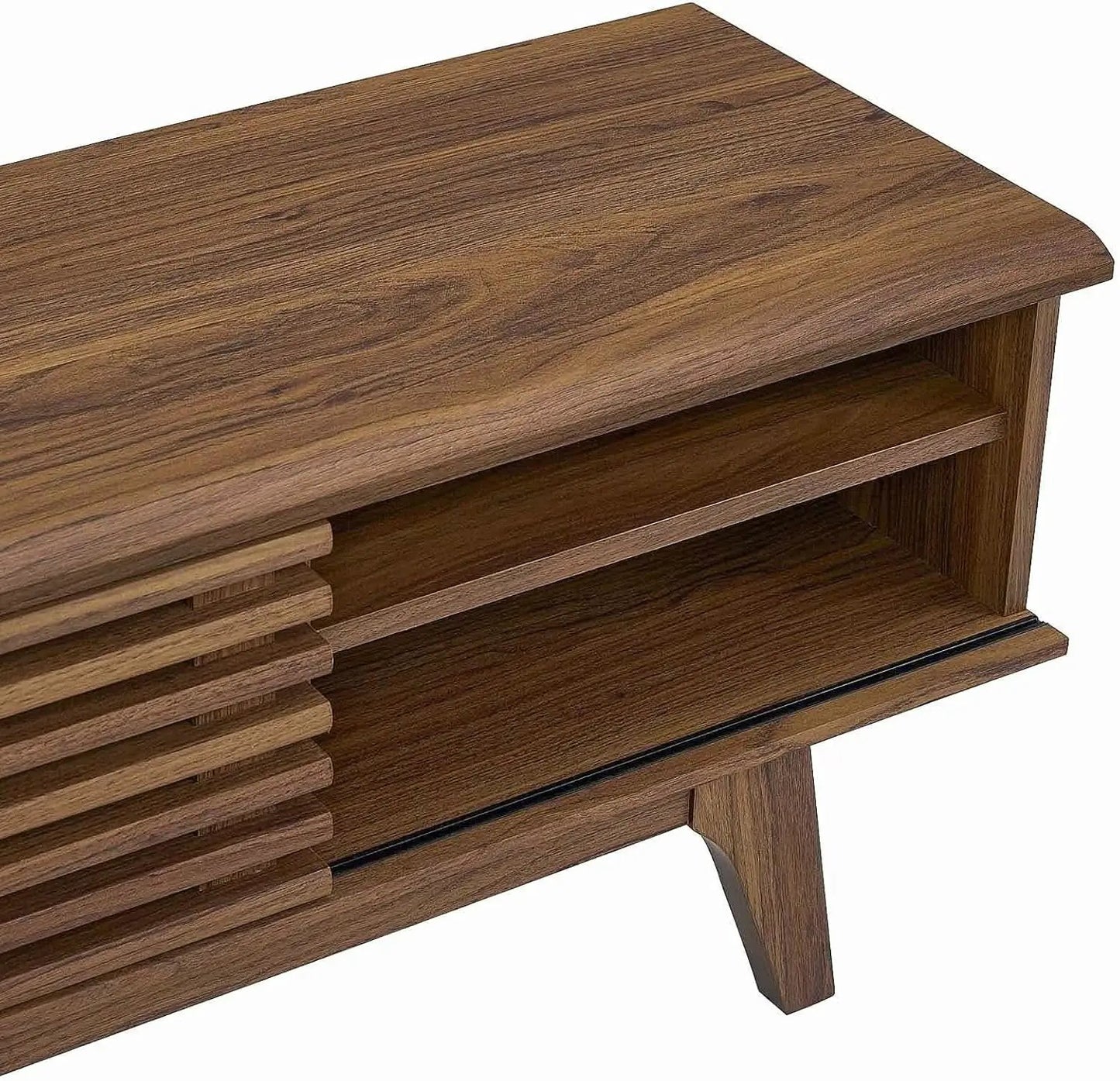 70 Inch Mid Century Modern Walnut TV Stand Console from PriceLows™