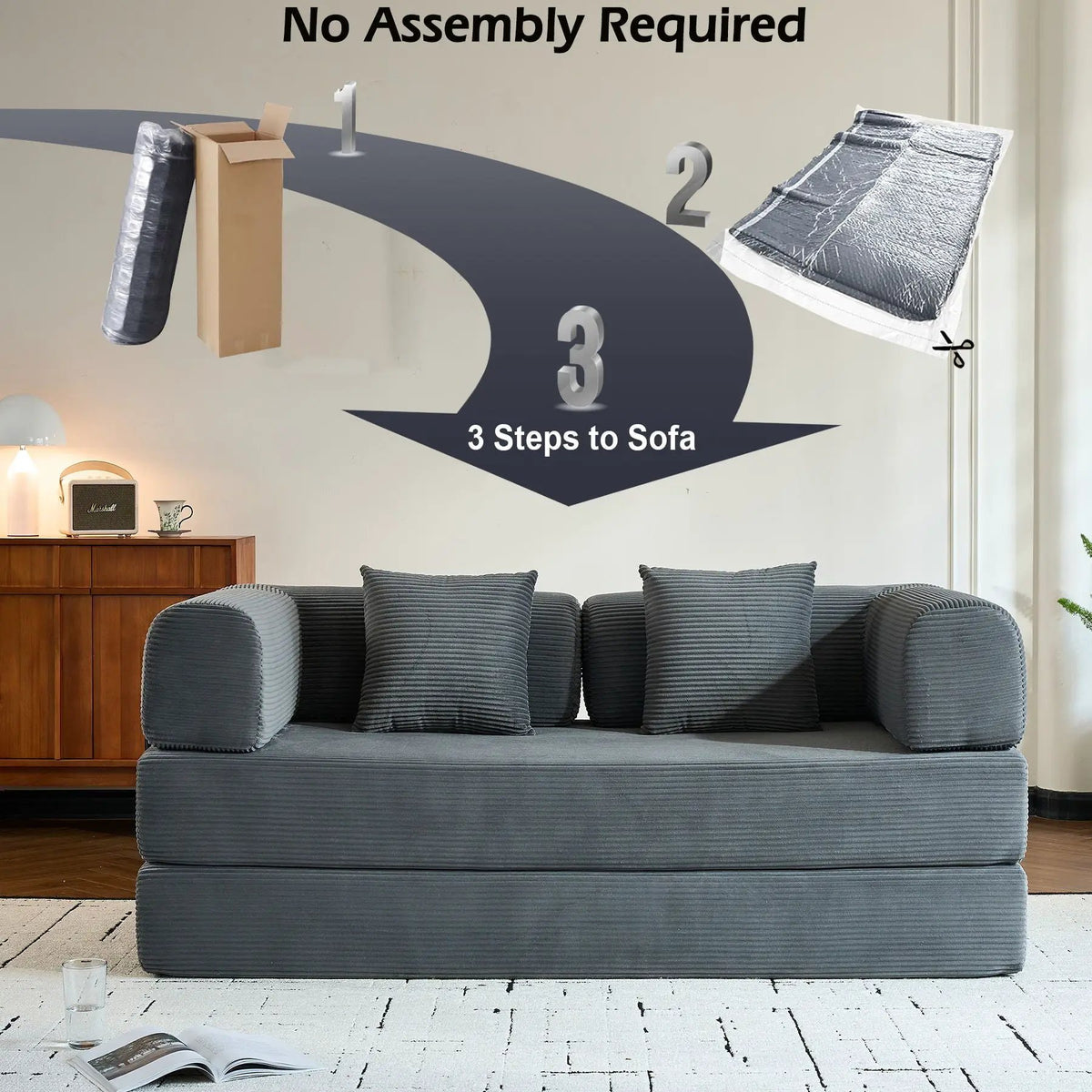 Convertible Sleeper Sofa Bed | 35D High Density Foam | 4 In 1 Design